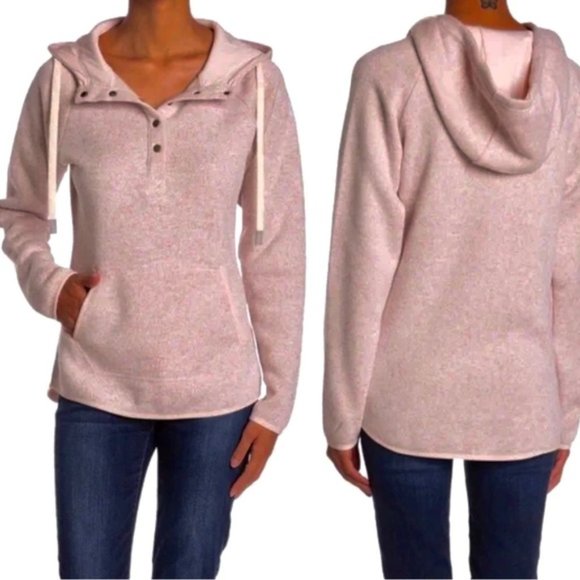 Thread + Supply Size M Pink Grey Variegated Snap Button Rounded Hem Hoodie NWOT - Picture 1 of 6